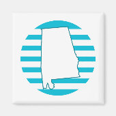 Alabama State Outline Retro Circle Blauw Magneet (Voorkant)