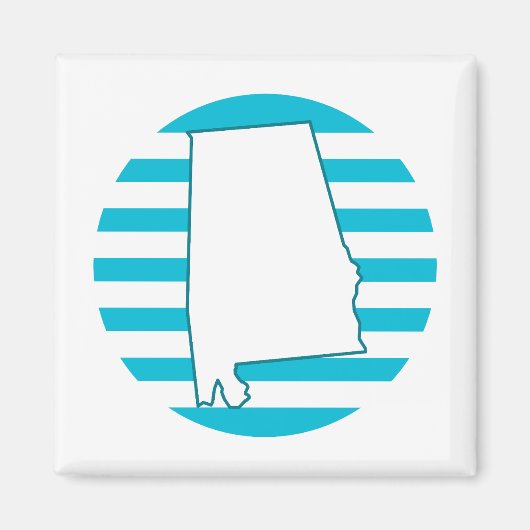 Alabama State Outline Retro Circle Blauw Magneet (Voorkant)