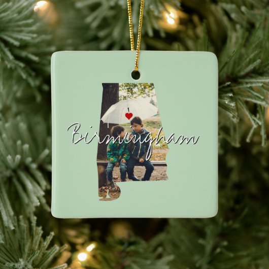 Alabama State Photo insert and town name Keramisch Ornament (Boom)