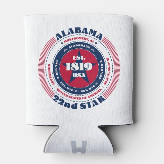 Alabama State Pride Monogram Cooler (Achterkant)