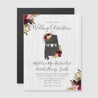 Alabama State rustieke magnetische bruiloft uitnod Magnetische Uitnodiging