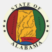 Alabama State Seal Ronde Sticker (Voorkant)