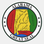 Alabama State Seal Ronde Sticker (Voorkant)
