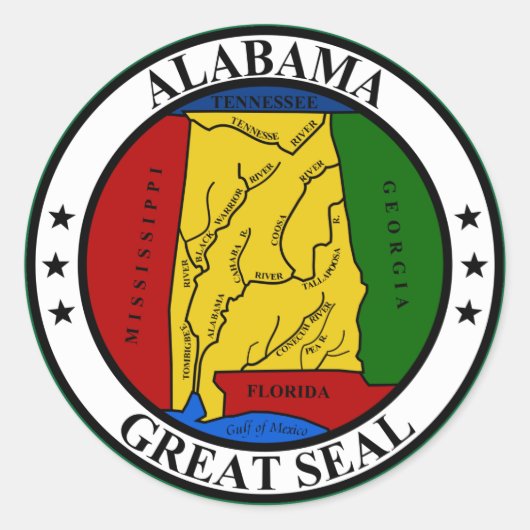Alabama State Seal Ronde Sticker (Voorkant)