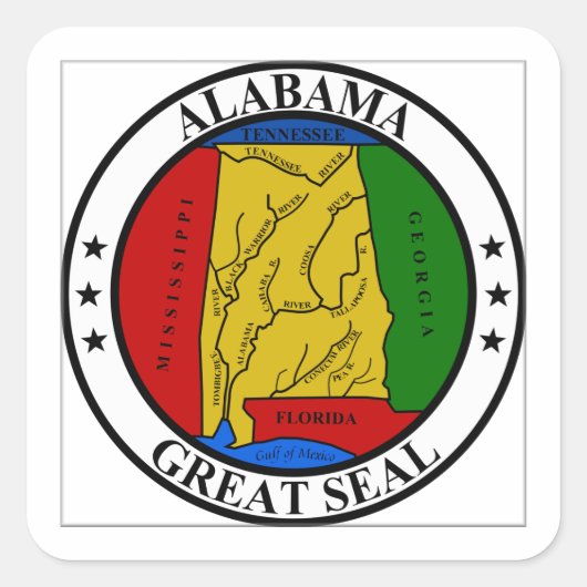 Alabama State Seal Vierkante Sticker (Voorkant)