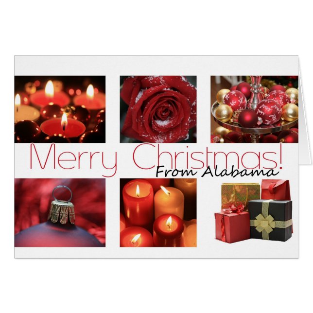 Alabama State-specifieke kaart rood, zwart en wit (Voorkant Horizontaal)