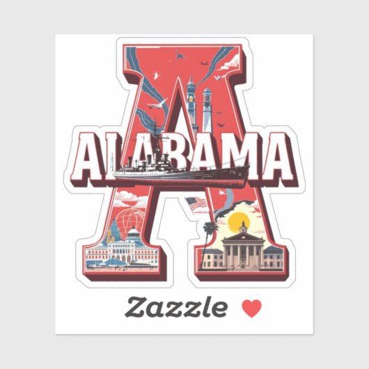 Alabama State Sticker | Landmarks & History Design (Vel)
