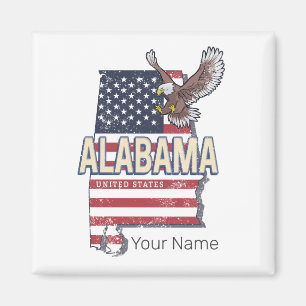 Alabama State Verenigde Staten Retro Kaart  Vereni Magneet