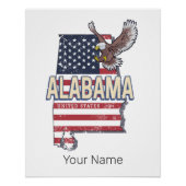 Alabama State Verenigde Staten Retro Kaart  Vereni Perfect Poster (Voorkant)