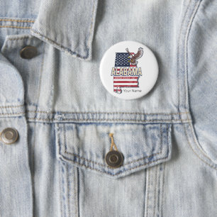 Alabama State Verenigde Staten Retro Kaart Vereni Ronde Button 5,7 Cm