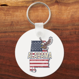 Alabama State Verenigde Staten Retro Kaart Vereni Sleutelhanger