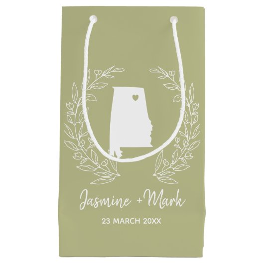 Alabama statemap-bruiloft voor bestemming klein cadeauzakje (Voorkant)