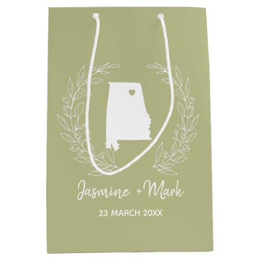 Alabama statemap-bruiloft voor bestemming medium cadeauzakje (Voorkant)