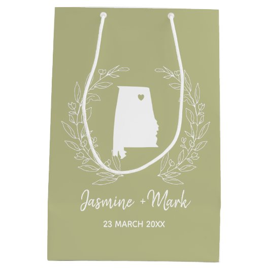 Alabama statemap-bruiloft voor bestemming medium cadeauzakje (Achterkant)