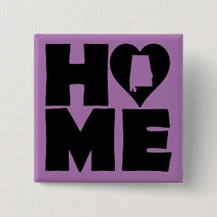 Alabama Thuis Hart Staat Knop Badge Speld Vierkante Button 5,1 Cm
