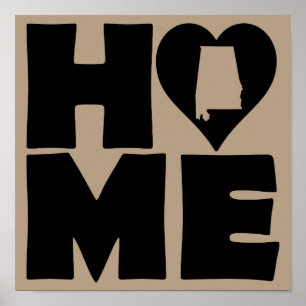 Alabama Thuis Hart Staat Poster Bord