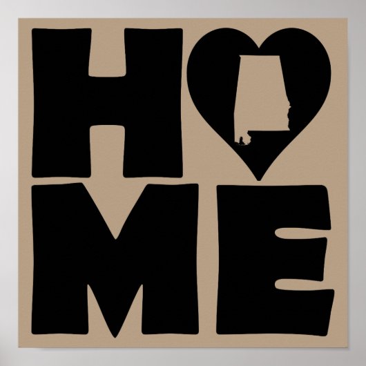 Alabama Thuis Hart Staat Poster Bord (Voorkant)