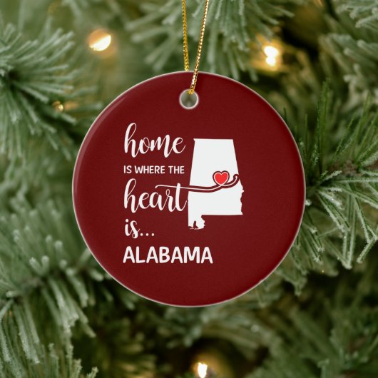 Alabama thuis is waar het hart ligt keramisch ornament (Boom)