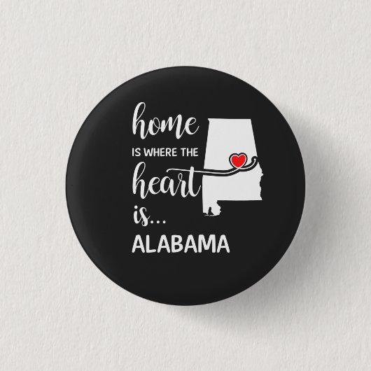 Alabama thuis is waar het hart ligt ronde button 3,2 cm (Voorkant)