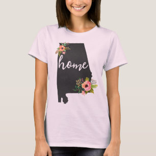 Alabama Thuis Schoolbord Waterverf Bloemen Staat T-shirt