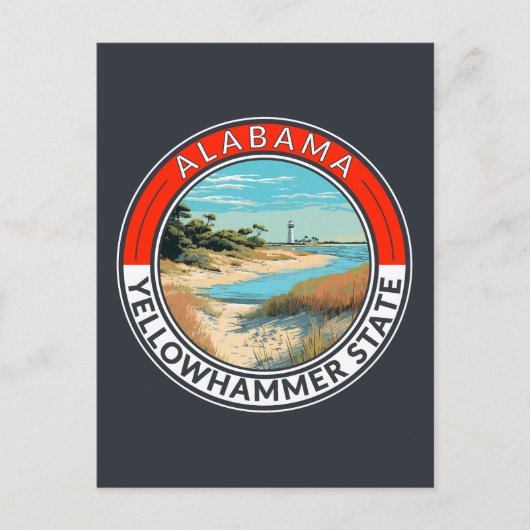Alabama Travel Art Badge Briefkaart (Voorkant)