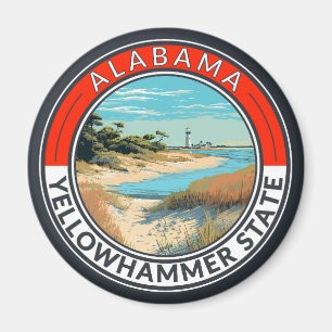 Alabama Travel Art Badge Magneet