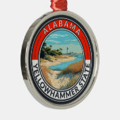 Alabama Travel Art Badge Metalen Ornament (Rechts)
