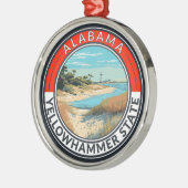 Alabama Travel Art Badge Metalen Ornament (Links)