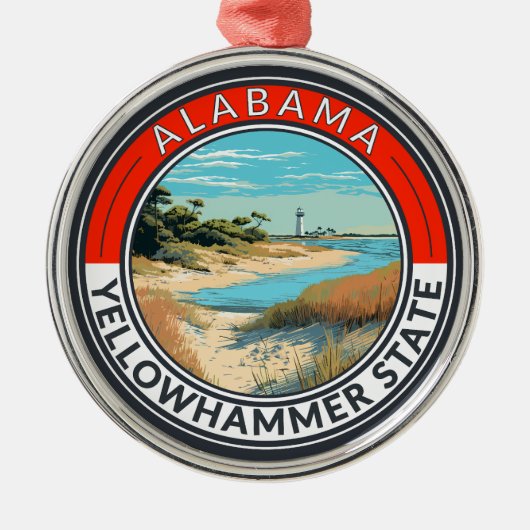 Alabama Travel Art Badge Metalen Ornament (Voorkant)