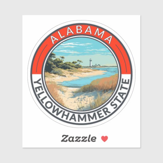 Alabama Travel Art Badge Sticker (Vel)