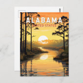Alabama Travel Art Vintage Briefkaart (Voorkant / Achterkant)