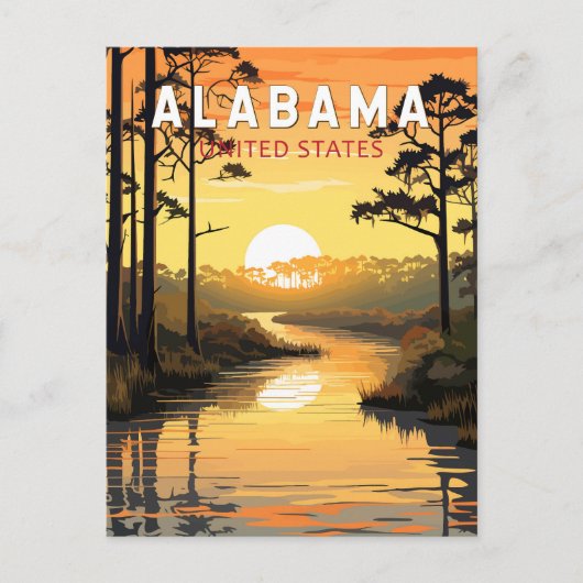 Alabama Travel Art Vintage Briefkaart (Voorkant)