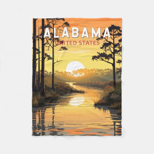 Alabama Travel Art Vintage Fleece Deken (Voorkant)
