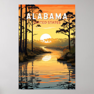 Alabama Travel Art Vintage Poster