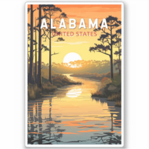 Alabama Travel Art Vintage Sticker