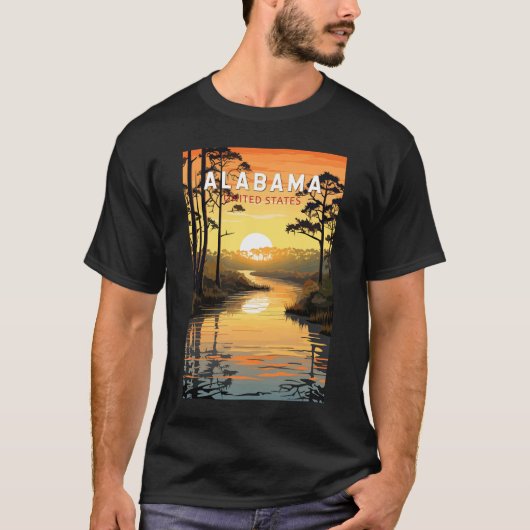 Alabama Travel Art Vintage T-shirt (Voorkant)