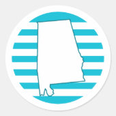 Alabama US State Outline Circle Blauw Ronde Sticker (Voorkant)