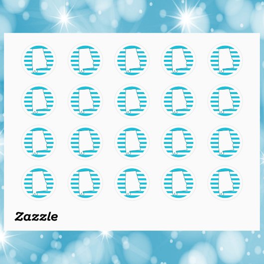 Alabama US State Outline Circle Blauw Ronde Sticker