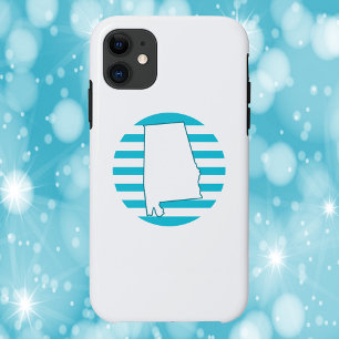 Alabama US State Outline Retro Circle Blauw Case-Mate iPhone Case