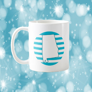 Alabama US State Outline Retro Circle Blauw Koffiemok