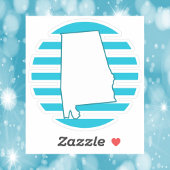 Alabama US State Outline Retro Circle Blauw Sticker