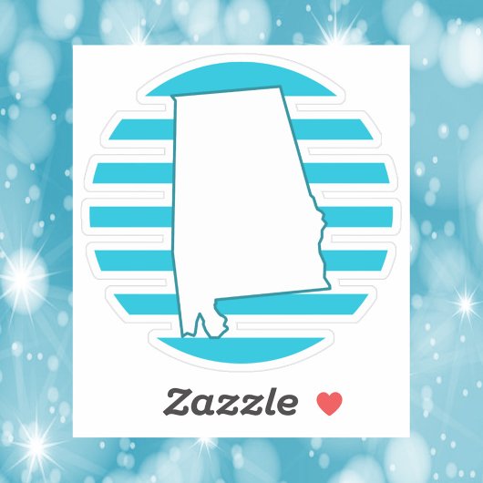 Alabama US State Outline Retro Circle Blauw Sticker