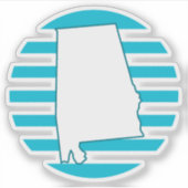 Alabama US State Outline Retro Circle Blauw Sticker (Voorkant)