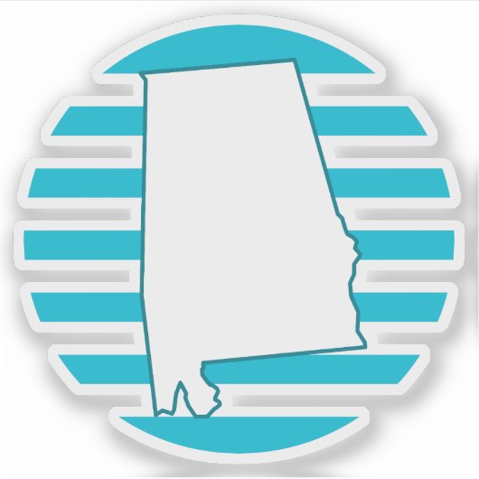 Alabama US State Outline Retro Circle Blauw Sticker (Voorkant)