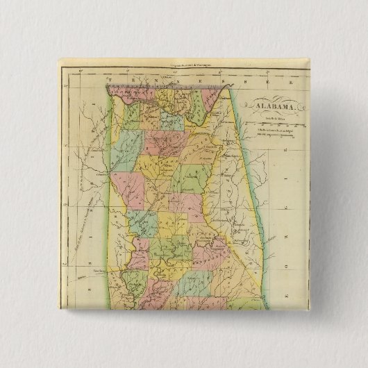 Alabama US Vierkante Button 5,1 Cm (Voorkant)