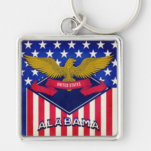 Alabama USA Flag Sleutelhanger (Voorkant)