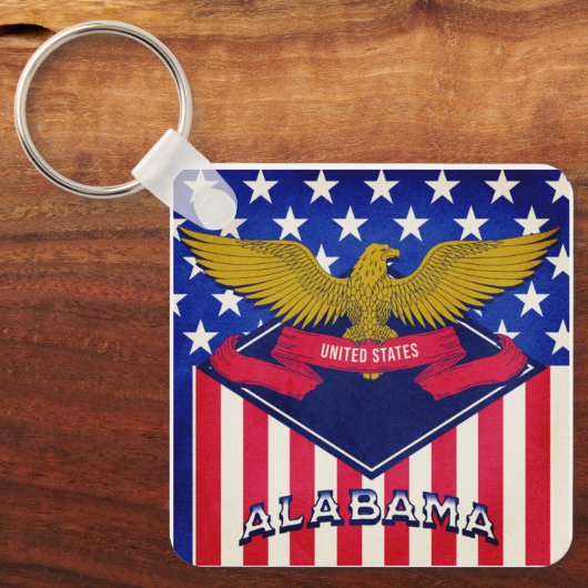 Alabama USA Flag Sleutelhanger (Voorkant)