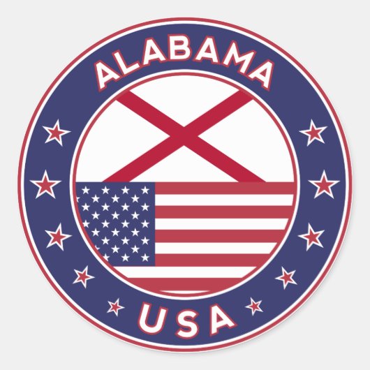 Alabama, USA States, Alabama Ronde Sticker (Voorkant)