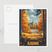 Alabama Verenigde Staten  Illustratie Reizen Briefkaart (Voorkant / Achterkant)