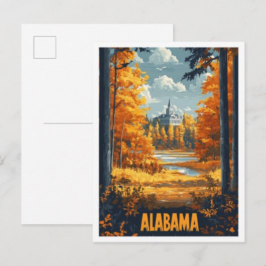 Alabama Verenigde Staten  Illustratie Reizen Briefkaart (Voorkant / Achterkant)
